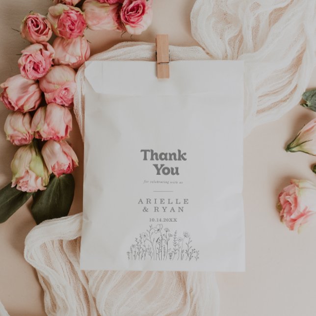 Minimale gedämpfte graue Wildblumen Dankeschön-Hoc Geschenktütchen (Von Creator hochgeladen)