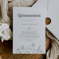 Minimale gedämpfte graue Wildblumen-Quinceañera