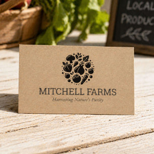 Minimale Gemüse-Logo-Kraftpapier für Landwirte Visitenkarte