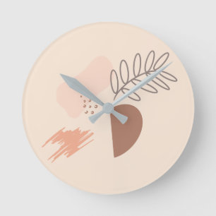 Minimale geometrische Erdform Botanisches Monogram Runde Wanduhr