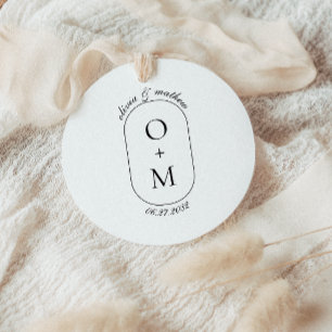 Minimale geometrische Monogramm mit Kalligrafie Runder Aufkleber