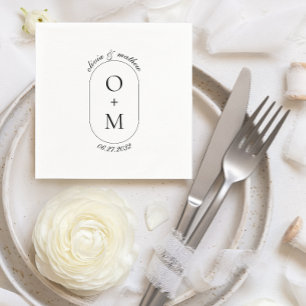 Minimale geometrische Monogramm mit Kalligrafie Serviette