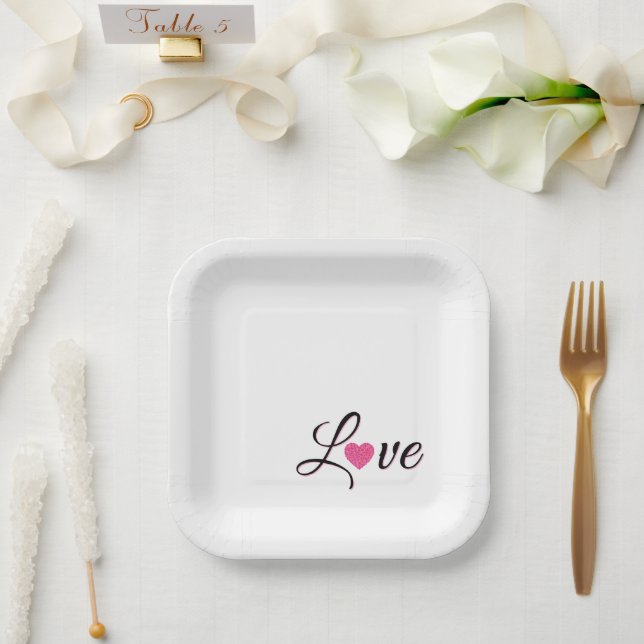 Minimale gepunktete Herzgestaltung Pappteller (Hochzeit)