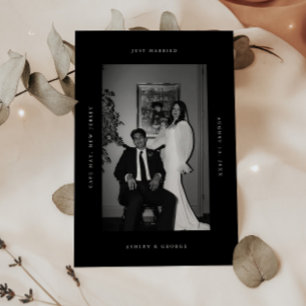 Minimale "Gerade verheiratet" 2-Foto-Hochzeitsfluc Ankündigung