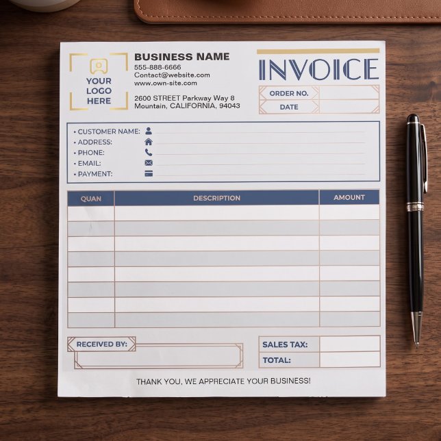 Minimale Geschäftsgeschäftsrechnungsformulare, Fir Notizblock (custom logo invoice notepad, minimalist small business receipt, modern bakery invoice form)