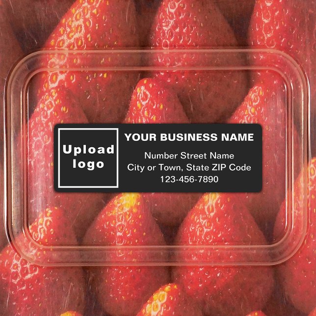 Minimale Geschäftstexte über Black Rectangle Adhes Etiketten (Black rectangle adhesive label with minimal business branding)