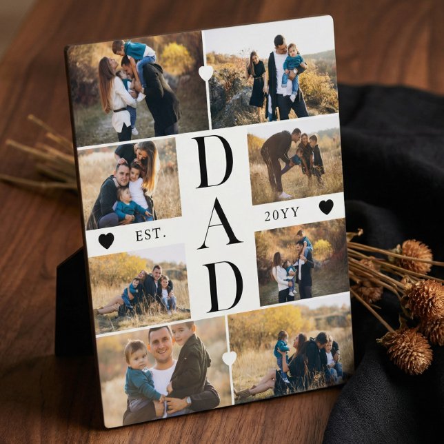 Minimale Geschenk-Fotocollage "Bester Vater Aller  Fotoplatte (Minimal Best Dad Ever Gift Custom Photo Collage Plaque)