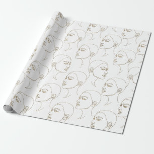 Minimale Gesichtslinienzeichnung einer Frau (2) Geschenkpapier