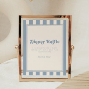 Minimale gestreifte blaue Windel-Raffel-Baby-Party Poster