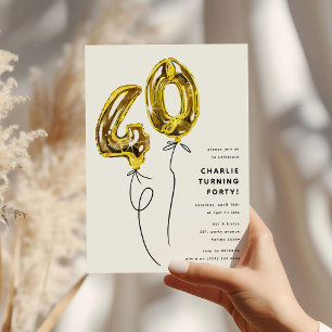 Minimale Gold 40 Ballon 40. Geburtstagsfeier Einladung