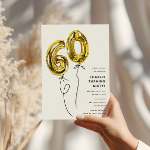 Minimale Gold 60 Luftballon 60. Geburtstagsfeier Einladung