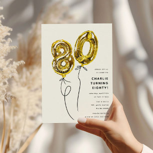 Minimale Gold 80 Luftballon 80. Geburtstagsfeier Einladung