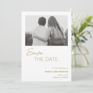Minimale Gold-Foto-Moderne Hochzeit Save The Date