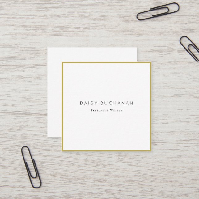 Minimale Gold Frame Square Business Card Quadratische Visitenkarte (Vorderseite/Rückseite Beispiel)
