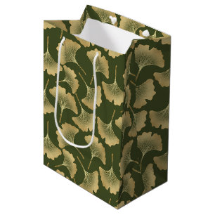 Minimale Gold-Ginkgo-Muster Mittlere Geschenktüte