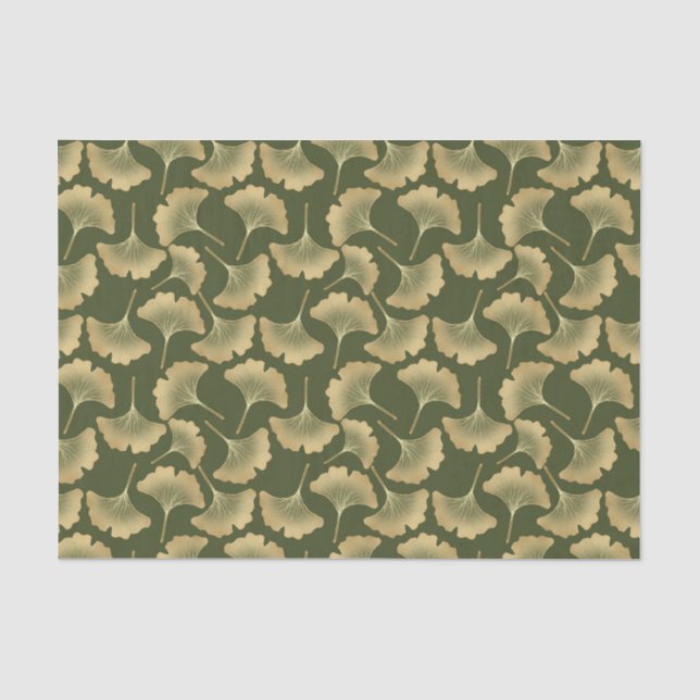 Minimale Gold-Ginkgo-Muster Seidenpapier (Vorderseite)