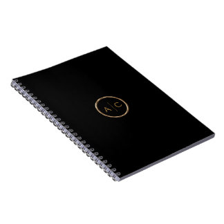 Minimale Gold-Monogramm auf SCHWARZ Notizblock