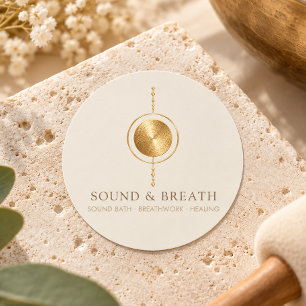 Minimale Gold-Soundheilung & Atemarbeit Runder Aufkleber