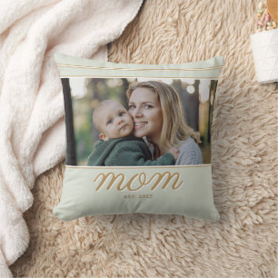Minimale Gold- und Salbeigrüne Mom Established Fot Kissen