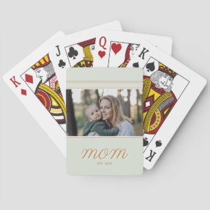 Minimale Gold- und Salbeigrüne Mom Established-Fot Spielkarten
