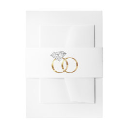 Minimale Gold- und Weißdiamant-Hochzeitsringe Einladungsbanderole