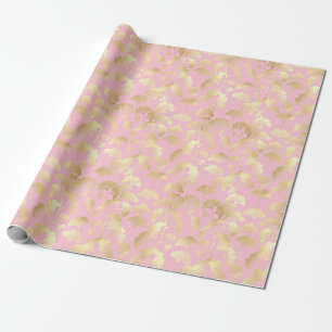 Minimale Goldblattmuster auf weichem rosa Hintergr Geschenkpapier