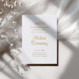 Minimale goldene stilvolle Schrift Henna Mehndi Ze Einladung