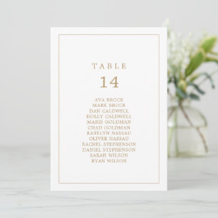 Minimale goldene Typografie-Tischnummer-Sitzplan-K