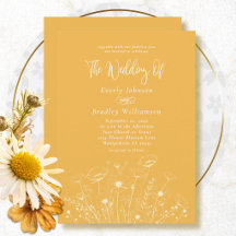 Minimale goldgelbe weiße florale einfache Hochzeit