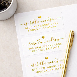 Minimale Goldherz-Schrift-Signatur Name  Adressaufkleber