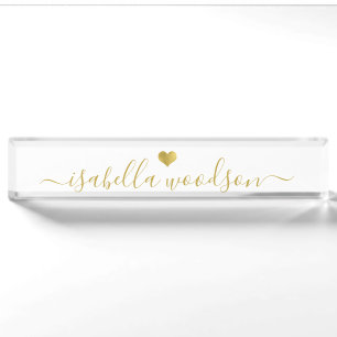 Minimale Goldherz-Schrift-Signatur-Name Namensplakette