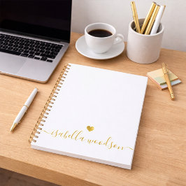 Minimale Goldherz-Schrift-Signatur-Name  Notizbuch