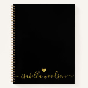 Minimale Goldherz-Schrift-Signatur Name Notizbuch