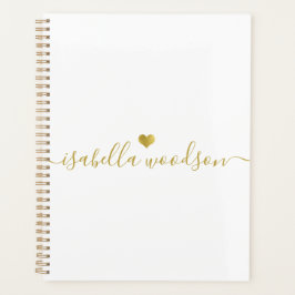 Minimale Goldherz-Schrift-Signatur-Name  Planer
