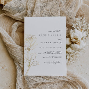 Minimale Goldrosen-Hochzeit Einladung