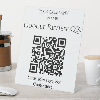 Minimale Google-Review-QR-Tisch-Schild Sockelschild