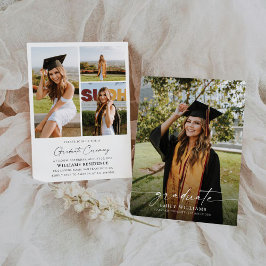 Minimale Graduierungsparty mit Foto Einladung