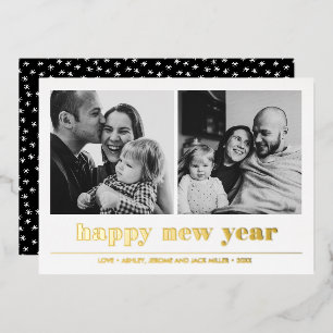 Minimale Grafik Frohes Neujahr Collage 2 Foto Folieneinladung