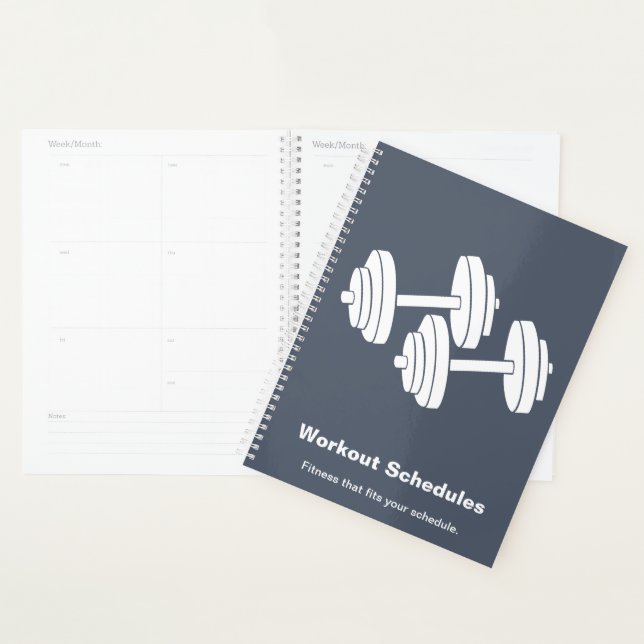Minimale Grau-Weiße-Hantel-Motto-Trainingsplan Planer (Anzeige)