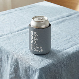 Minimale graue moderne Hochzeitsdatum- und Namensg Dosenkühler