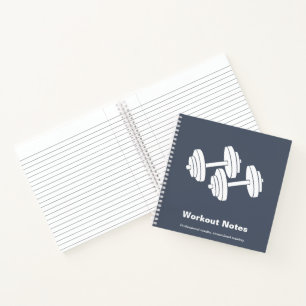 Minimale Graue Weiße Hantel Motto Fitness Training Notizbuch