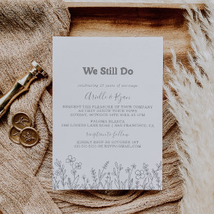 Minimale graue Wildblume Wir geloben Erneuerung Einladung