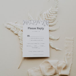 Minimale graue Wildblumen-Hochzeitsmenü-Auswahl-RS RSVP Karte