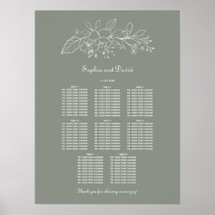 Minimale Größe Grün 8 Tische Hochzeitskarte Poster
