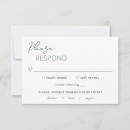 Minimale Größe Grün Moderne Hochzeit RSVP Karte