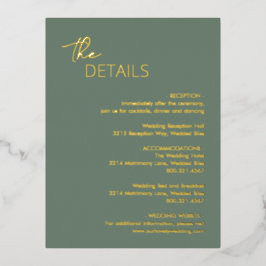 Minimale Größe Grün moderne Hochzeitsfolie Folie Einladungspostkarte