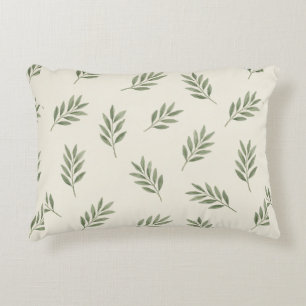 🌿 Minimale grüne botanische Blätter Eleganz 🌿 Dekokissen