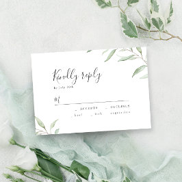 Minimale grüne botanische rustikale Hochzeit RSVP