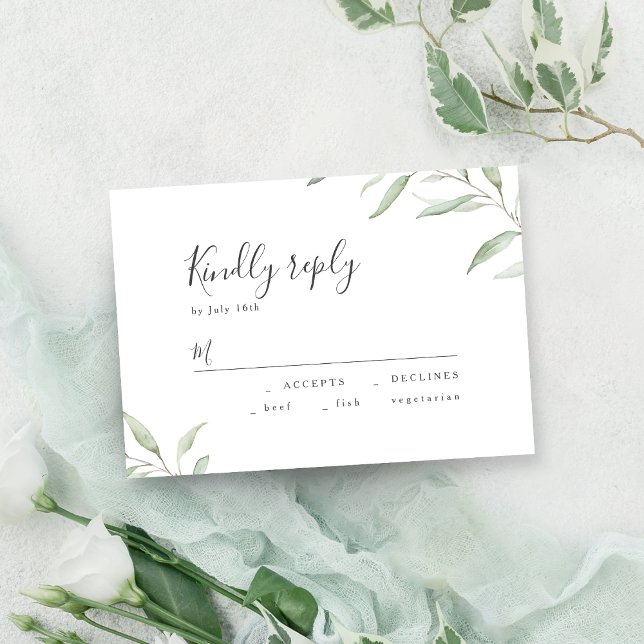 Minimale grüne botanische rustikale Hochzeit RSVP (Minimal greenery botanical rustic wedding RSVP)