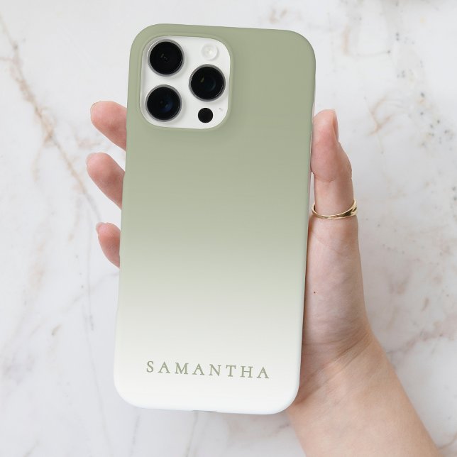 Minimale grüne Gradienten-Moderne elegante Persona Case-Mate iPhone Hülle (Minimal Green Gradient Modern Classy Personalized Case-Mate iPhone Case)